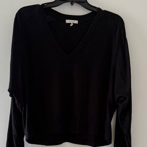 Rag & Bone Black V-Neck Long Sleeve Top